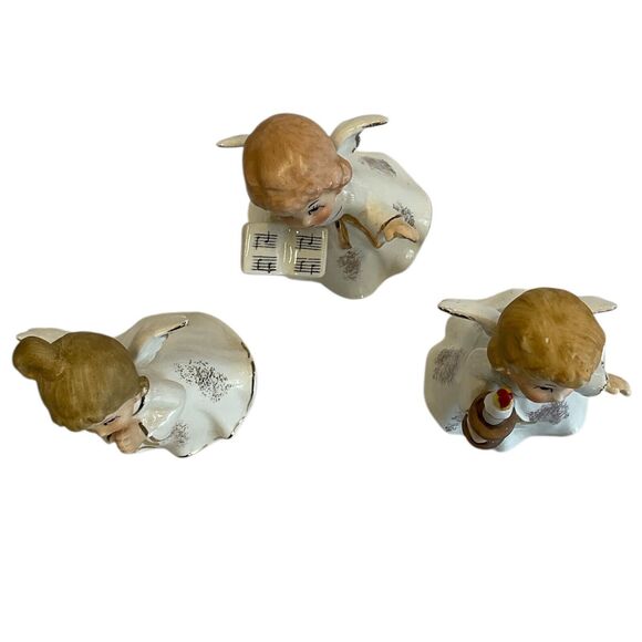 Homco Christmas Angels Set of 3 Porcelain Figurine 4.5 Tall Vintage Holiday READ - Picture 7 of 8